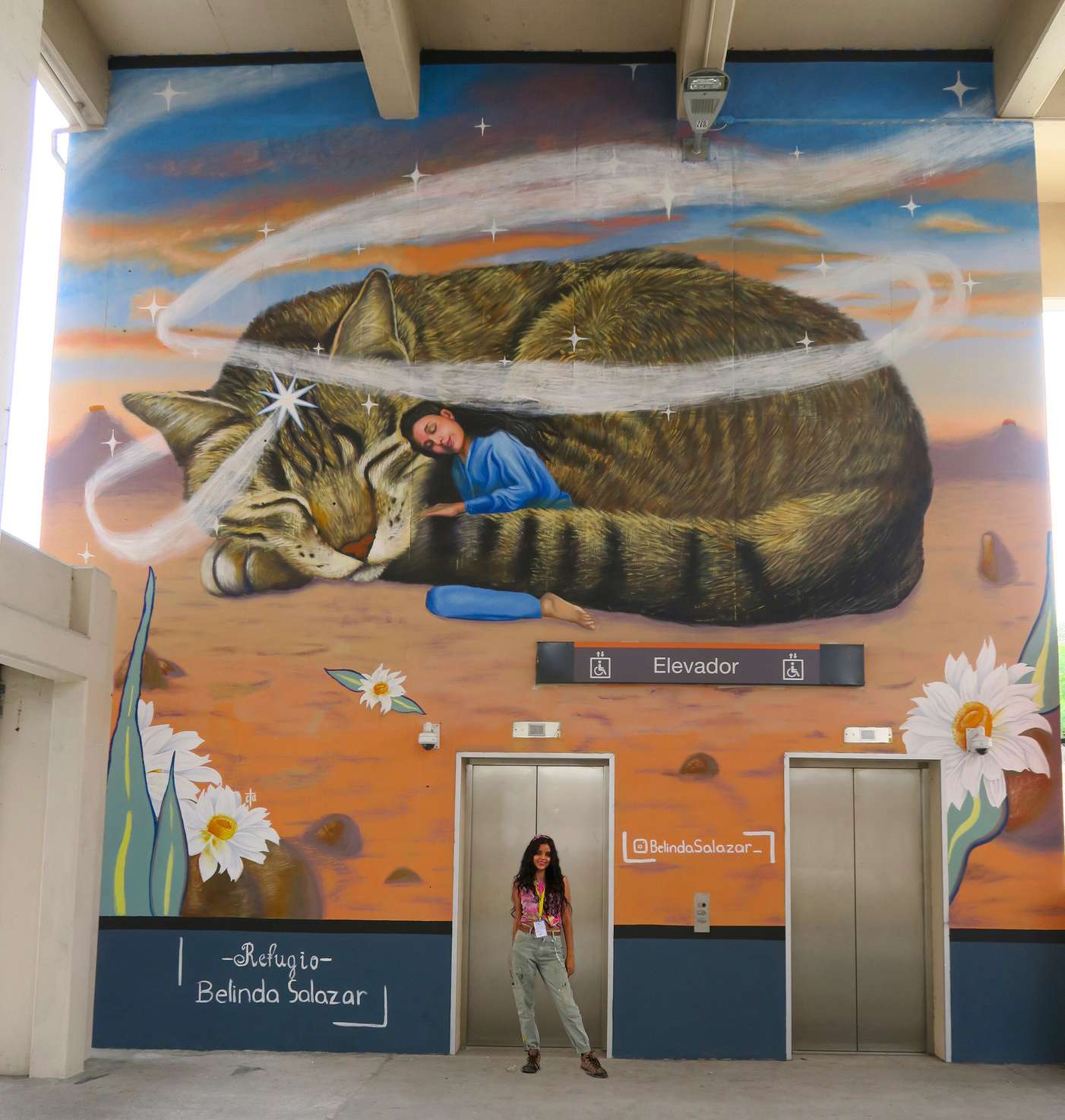 Mural Refugio de Belinda Salazar en la estación Hospital Metropolitano del Metro de Monterrey